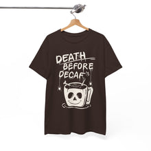 Cargar imagen en el visor de la galería, Death Before Decaf Coffee T-Shirt — Funny Coffee Lover Tee