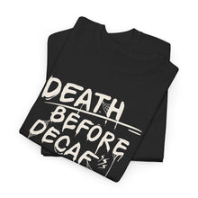 Cargar imagen en el visor de la galería, Death Before Decaf Coffee T-Shirt — Funny Coffee Lover Tee