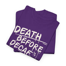 Cargar imagen en el visor de la galería, Death Before Decaf Coffee T-Shirt — Funny Coffee Lover Tee