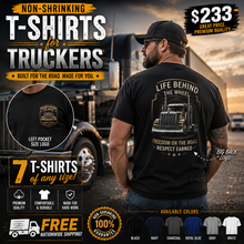 Load image into Gallery viewer, Non-Shrinking Trucker T-Shirt Bundle – 7 Shirts + 2 Custom Prints + FREE Nationwide Shipping
