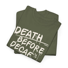 Cargar imagen en el visor de la galería, Death Before Decaf Coffee T-Shirt — Funny Coffee Lover Tee
