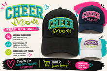 Cargar imagen en el visor de la galería, 3D Cheer Mom Embroidered Hat – Custom Color Edition & Side Name - Premium TShirts & More