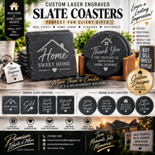 Cargar imagen en el visor de la galería, Custom Laser Engraved Slate Coaster Option