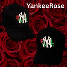 Cargar imagen en el visor de la galería, Sports Team Yankee Rose Hat – Floral Fan Edition (Optional Side Name Personalization)
