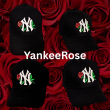 Cargar imagen en el visor de la galería, Sports Team Yankee Rose Hat – Floral Fan Edition (Optional Side Name Personalization)
