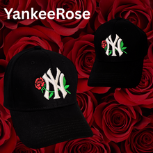 Cargar imagen en el visor de la galería, Sports Team Yankee Rose Hat – Floral Fan Edition (Optional Side Name Personalization)