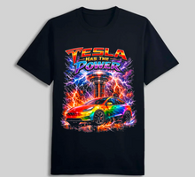 Cargar imagen en el visor de la galería, Tesla Has The Power – Electrifying Tesla Graphic T-Shirts (Unisex) - Premium TShirts & More