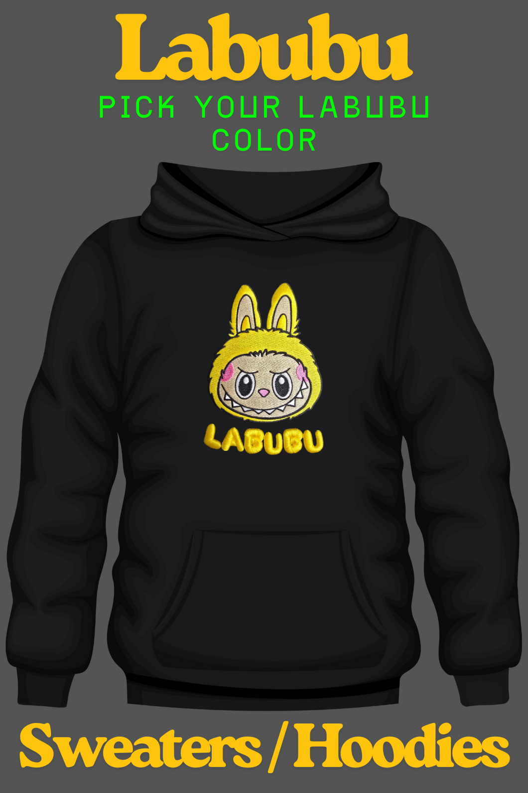 Labubu 3D Embroidery Sweatshirts & Hoodies (Unisex)