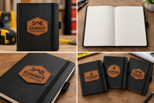 Cargar imagen en el visor de la galería, Custom Work Notebooks – Personalized Leather Patch Business Journals
