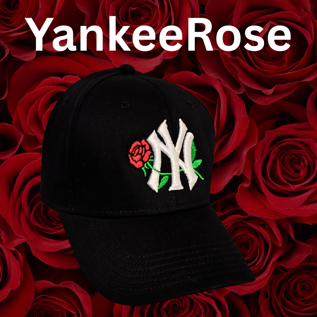 Sports Team Yankee Rose Hat – Floral Fan Edition (Optional Side Name Personalization)