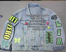 Cargar imagen en el visor de la galería, Glitter Custom Denim for Sports Moms – Custom Jeans &amp; Jean Jackets in San Antonio - Premium TShirts &amp; More
