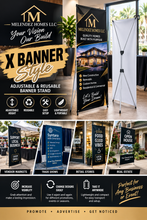 Cargar imagen en el visor de la galería, Custom X Banner Stand – Adjustable &amp; Reusable Advertising Display
