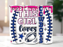 Load image into Gallery viewer, This Girl Loves Football 20oz Tumbler
