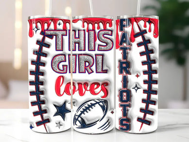 This Girl Loves Football 20oz Tumbler - Premium TShirts & More