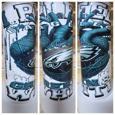 I Bleed Eagles Green & White 20oz Tumbler - Premium TShirts & More